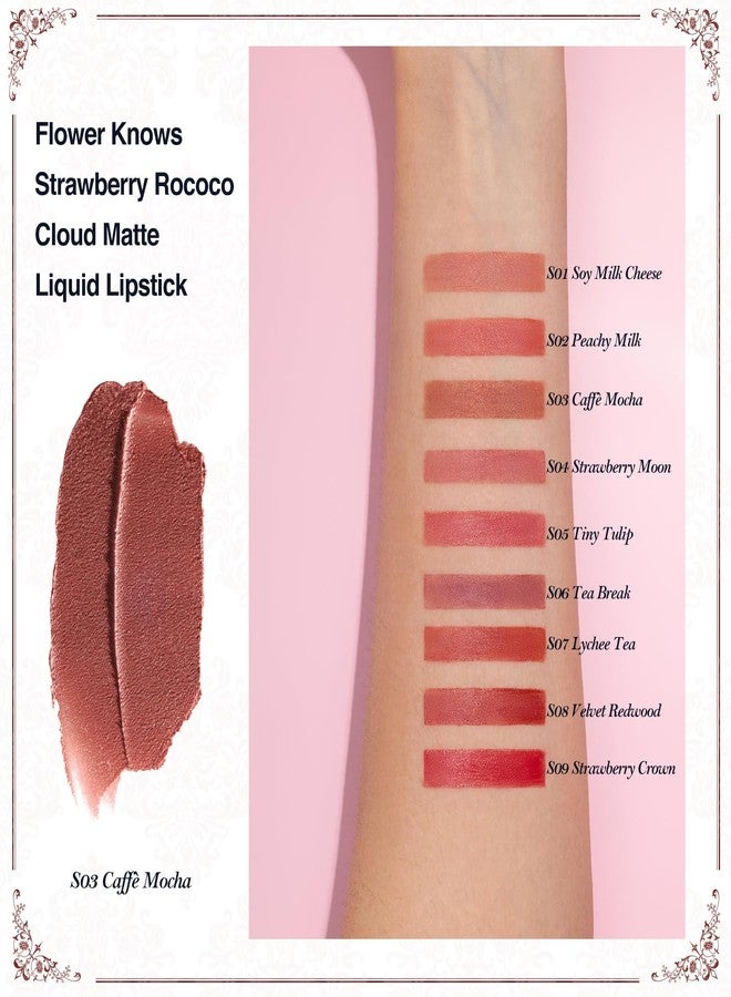 Flower Knows Strawberry Rococo Cloud Lip Cream,Long Lasting Warm Brown Nude Matte Lipstick,Hydrating Lip Stain,Transfer& Smudge Proof Velvet Liquid Lipstick for Girls&Women,0.12 Fl Oz(S03 Caffe Mocha) - Image 3